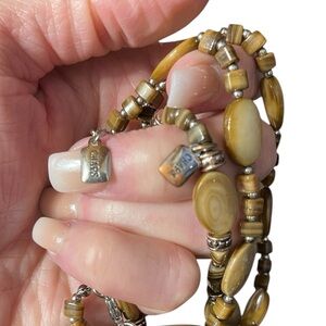 Chaps Mother of Pearl & Tiger’s Eye Demi Parure Necklace and Bracelet Set